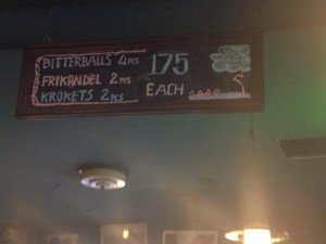 Menu in the Dutch bar